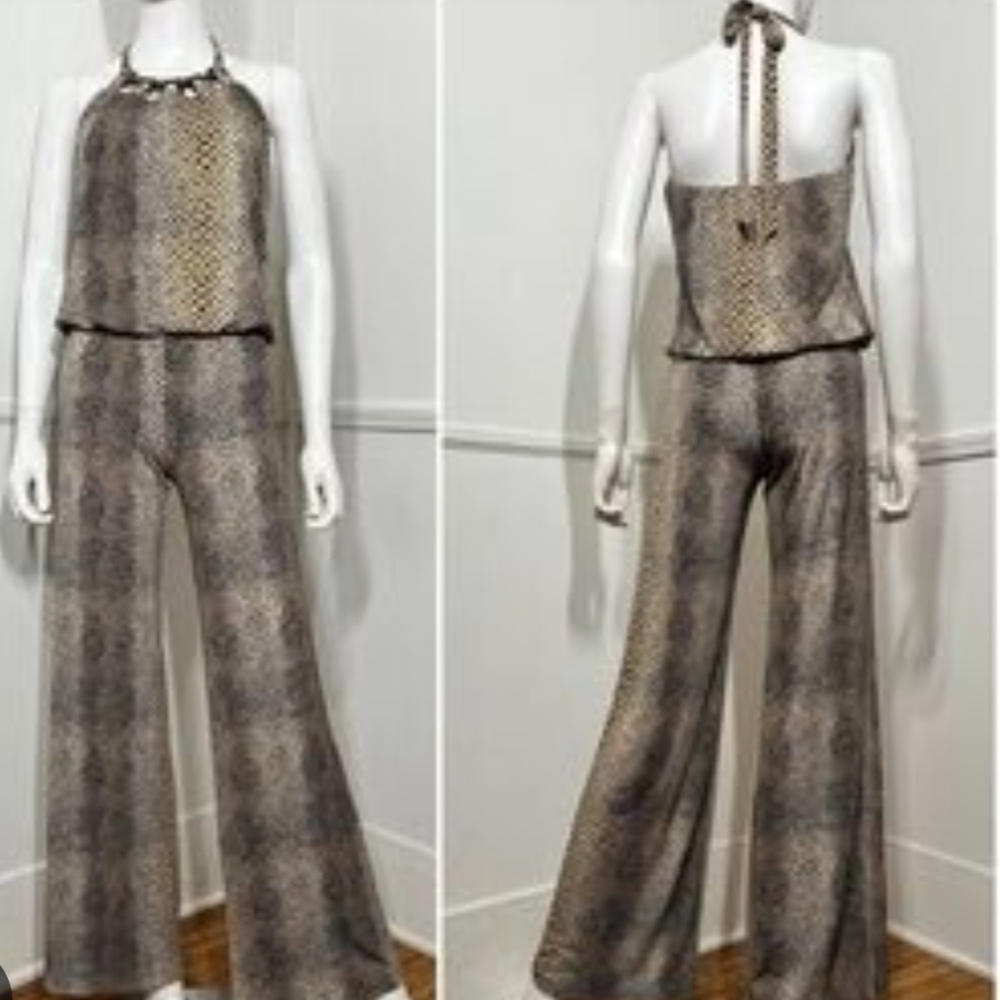 Vintage 80's Janine Designer Python Halter Snakes… - image 1